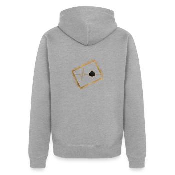 Spielkarten, Pokerspieler - Unisex Premium Bio Zip Hoodie - Grau meliert - Hinten - Nico (187cm)