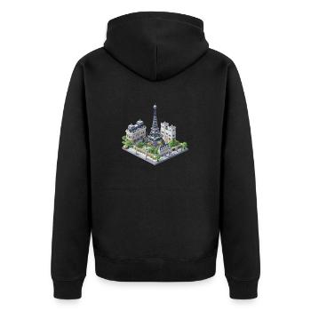 Paris ville Voxel Pixel Design Miniature Voyage - Veste à capuche bio Premium Unisexe - noir - Dos - Nico (187cm)