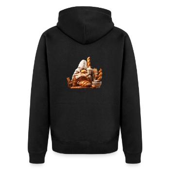 Our daily bread from the bakery - Unisex Premium Organic Zip Hoodie - black - Back - Nico (187cm)