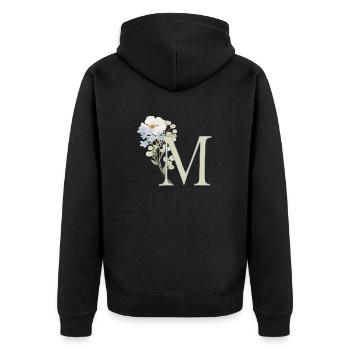M mit Blumen - Unisex Premium Bio Zip Hoodie - Schwarz - Hinten - Nico (187cm)