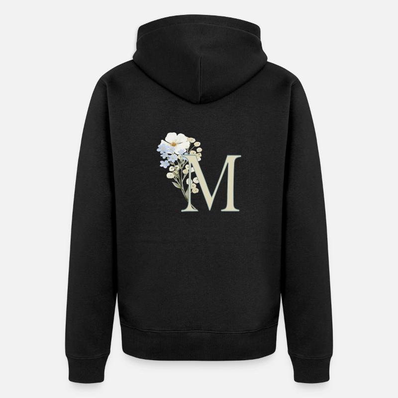 M avec des fleurs - Veste à capuche bio Premium Unisexe - noir