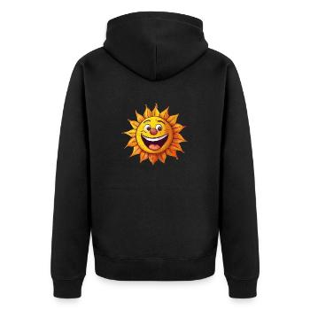 Laughing sun with face - Unisex Premium Organic Zip Hoodie - black - Back - Nico (187cm)