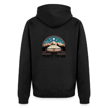 Talk Yurty To Me - Lustiges Zeltliebhaber Geschenk - Unisex Premium Bio Zip Hoodie - Schwarz - Hinten - Nico (187cm)