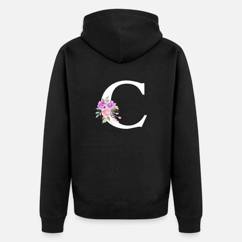 Lettre c floral violet - Veste à capuche bio Premium Unisexe - noir