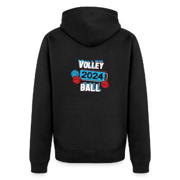 Volleyball 2024 Volleyballer Volleyballspieler - Unisex Premium Bio Zip Hoodie - Schwarz - Hinten - Nico (187cm)