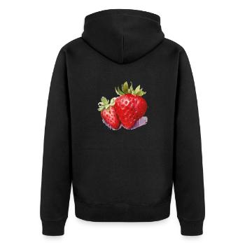 erdbeere - Unisex Premium Bio Zip Hoodie - Schwarz - Hinten - Nico (187cm)