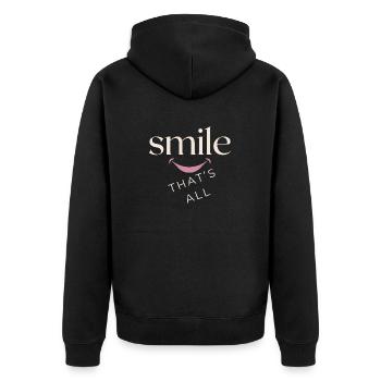 Smile, that's all! - Unisex Premium Organic Zip Hoodie - black - Back - Nico (187cm)