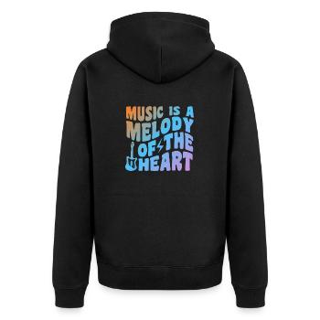 Music Is A Melody Of The Heart - Unisex Premium Bio Zip Hoodie - Schwarz - Hinten - Nico (187cm)