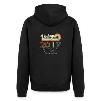2019 Vintage Klassiker 2019 - Unisex Premium Bio Zip Hoodie - Schwarz - Hinten - Nico (187cm)