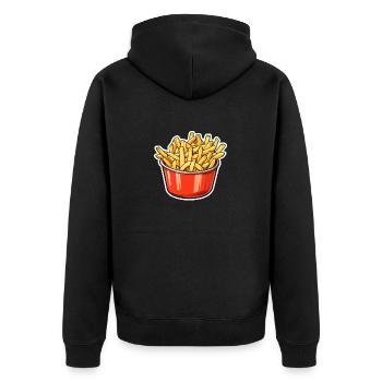 Pommes Frites Schüssel - Unisex Premium Bio Zip Hoodie - Schwarz - Hinten - Nico (187cm)