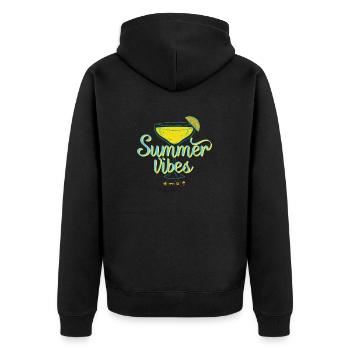 Frisches Design, Sommervibes mit einem schönen Cocktail - Unisex Premium Bio Zip Hoodie - Schwarz - Hinten - Nico (187cm)