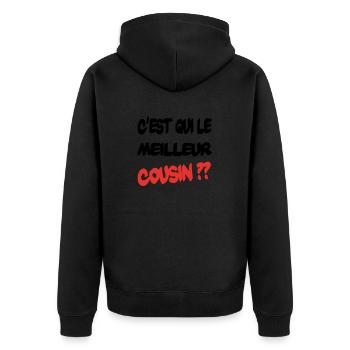 C'est qui le meilleur cousin ? - Veste à capuche bio Premium Unisexe - noir - Dos - Nico (187cm)