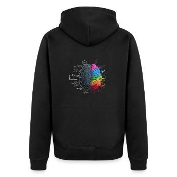 Balanciertes Gehirn: Logik trifft Kunst - Unisex Premium Bio Zip Hoodie - Schwarz - Hinten - Nico (187cm)