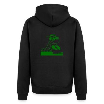 DJ Raupe Schallplatte Mischpult Party Club Musik - Unisex Premium Bio Zip Hoodie - Schwarz - Hinten - Nico (187cm)