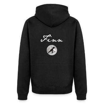 FINN - Beau prénom de garçon avec dinosaure - Veste à capuche bio Premium Unisexe - noir - Dos - Nico (187cm)