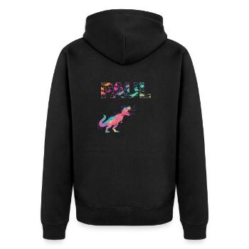 PAUL - Beautiful boy name with dinosaur - Unisex Premium Organic Zip Hoodie - black - Back - Nico (187cm)