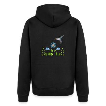 Bunter Vogel - Unisex Premium Bio Zip Hoodie - Schwarz - Hinten - Nico (187cm)