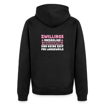 Mom of twins - Unisex Premium Organic Zip Hoodie - black - Back - Nico (187cm)