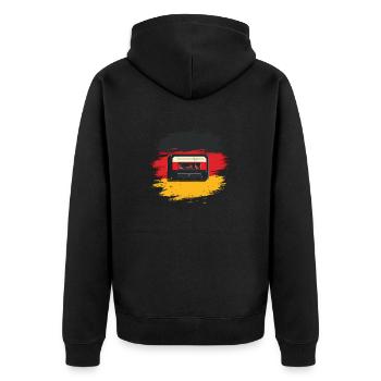Retro Style Oldschool Tape Kassette Vintage - Unisex Premium Bio Zip Hoodie - Schwarz - Hinten - Nico (187cm)