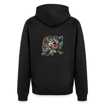 Angriffe von Wölfen - Unisex Premium Bio Zip Hoodie - Schwarz - Hinten - Nico (187cm)