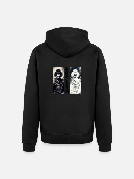 Samurai - Unisex Premium Organic Zip Hoodie - black