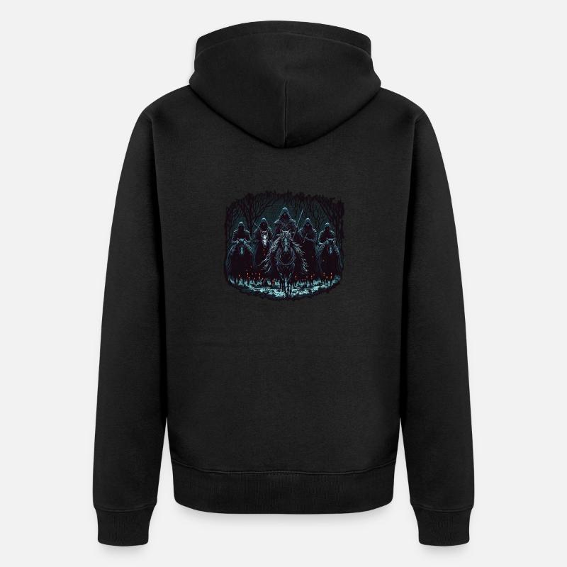 Dunkle Reiter Pixel Style - Unisex Premium Bio Zip Hoodie - Schwarz