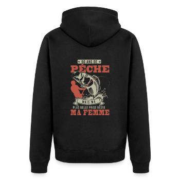 50 ans anniversaire Pêche pêcheur cadeau cool 50 - Veste à capuche bio Premium Unisexe - noir - Dos - Nico (187cm)