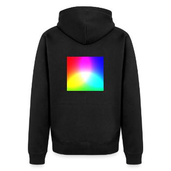 RGB Farbpalette - Additive Farbmischung - Unisex Premium Bio Zip Hoodie - Schwarz - Hinten - Nico (187cm)