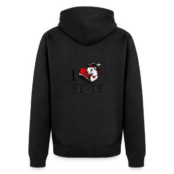 I Love Bretagne Hermine Gentilhomme - Unisex Premium Organic Zip Hoodie - black - Back - Nico (187cm)