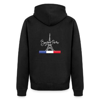 Cadeau Design graphique Paris Tour Eiffel France - Veste à capuche bio Premium Unisexe - noir - Dos - Nico (187cm)