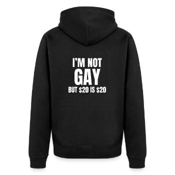 Je ne suis pas gay mais 20 dollars, c’est 20 dollars - Veste à capuche bio Premium Unisexe - noir - Dos - Nico (187cm)