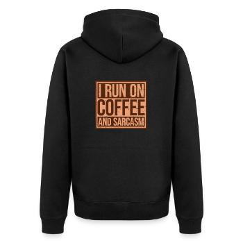Je cours sur le café et le sarcasme Dicton sarcastique - Veste à capuche bio Premium Unisexe - noir - Dos - Nico (187cm)