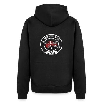Don't Crush My Nuts Lustige Witz-Illustration - Unisex Premium Bio Zip Hoodie - Schwarz - Hinten - Nico (187cm)
