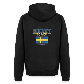 Hockey my Life - Unisex Premium Bio Zip Hoodie - Schwarz - Hinten - Nico (187cm)