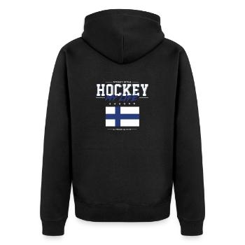 Hockey my Life - Unisex Premium Bio Zip Hoodie - Schwarz - Hinten - Nico (187cm)