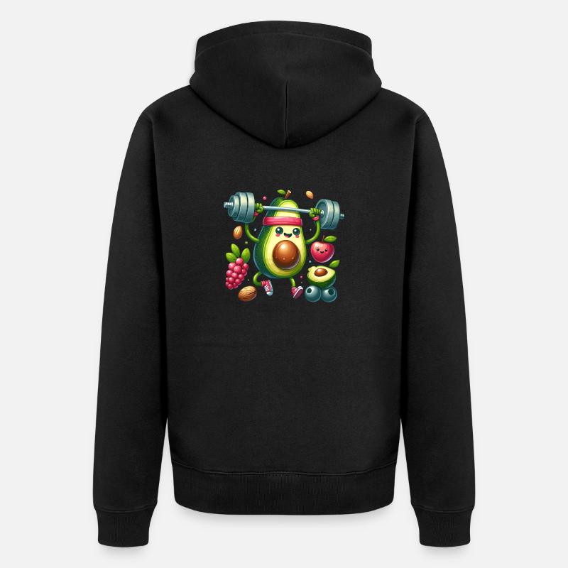 Avocado Workout Spaß - Unisex Premium Bio Zip Hoodie - Schwarz