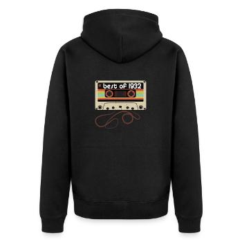 Legendärer Jahrgang 1932 - Unisex Premium Bio Zip Hoodie - Schwarz - Hinten - Nico (187cm)