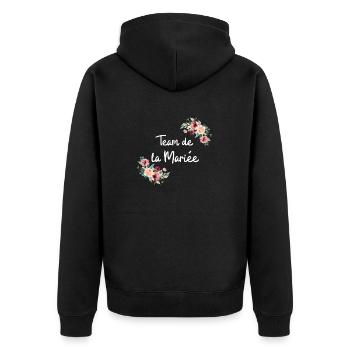 Braut Team Blumen - Unisex Premium Bio Zip Hoodie - Schwarz - Hinten - Nico (187cm)