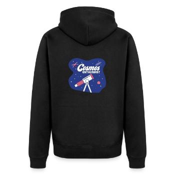 Cosmos Enthusiast Astronomy Telescope Stargazer - Unisex Premium Bio Zip Hoodie - Schwarz - Hinten - Nico (187cm)