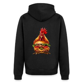 Burger au poulet et au poulet - Veste à capuche bio Premium Unisexe - noir - Dos - Nico (187cm)