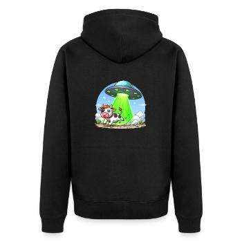 UFO Lands - Unisex Premium Organic Zip Hoodie - black - Back - Nico (187cm)