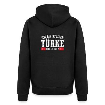 Türken Türkisch Türkei - Unisex Premium Bio Zip Hoodie - Schwarz - Hinten - Nico (187cm)