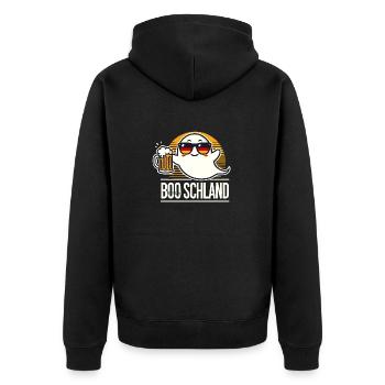 Geist Boo Deutschland Halloween - Unisex Premium Bio Zip Hoodie - Schwarz - Hinten - Nico (187cm)