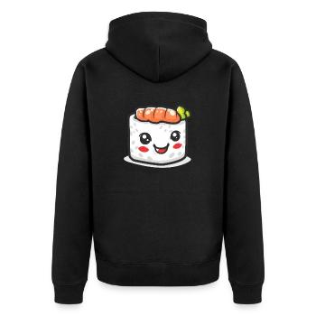 Süßes Sushi Comic - Unisex Premium Bio Zip Hoodie - Schwarz - Hinten - Nico (187cm)