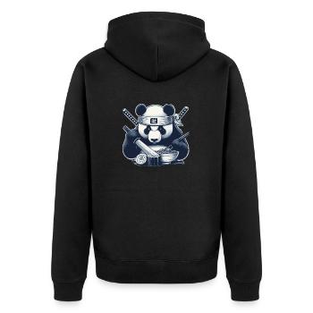 Sushi Panda Samurai Anime Japan Geschenk - Unisex Premium Bio Zip Hoodie - Schwarz - Hinten - Nico (187cm)