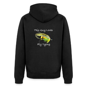 Dieser Kerl liebt es, grüne Highlander mit der Fliege zu binden - Unisex Premium Bio Zip Hoodie - Schwarz - Hinten - Nico (187cm)