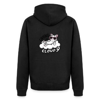 Katze Kätzchen auf Wolke 9 - Unisex Premium Bio Zip Hoodie - Schwarz - Hinten - Nico (187cm)