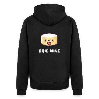 Brie Mine Cute Cheese - Unisex Premium Organic Zip Hoodie - black - Back - Nico (187cm)