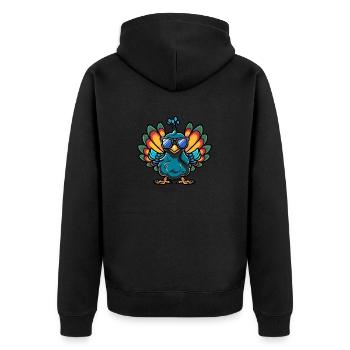 Pfau Vogel Comic Cool - Unisex Premium Bio Zip Hoodie - Schwarz - Hinten - Nico (187cm)