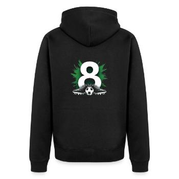 8. Geburtstag Fußballspieler 8 Jahre Kinder - Unisex Premium Bio Zip Hoodie - Schwarz - Hinten - Nico (187cm)